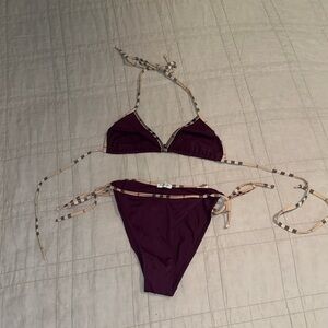 Vintage Burberry purple checker bikini